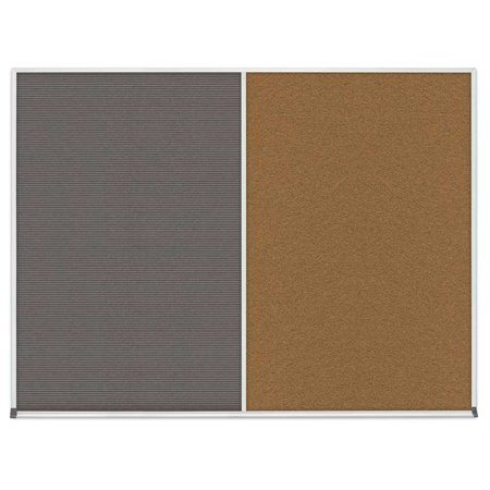 UNITED VISUAL PRODUCTS Single Door Radius Corkboard, 24"x36", Hea, UV7011RC-SATIN-MEDGRY UV7011RC-SATIN-MEDGRY